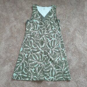 Title Nine Freelance VNeck Dress Monstera Leaf Green XL Athletic athleisure